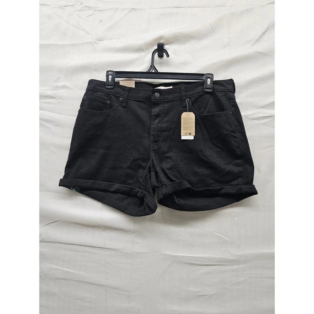 Levi's Womens Mid-Length Shorts Black Cotton Blend Casual Size 34/18